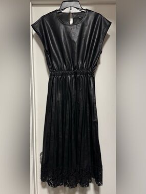 Gracia | Dresses | Gracia Sleeveless Black Dot Sheer Dress With Tulle And  Faux Leather | Poshmark
